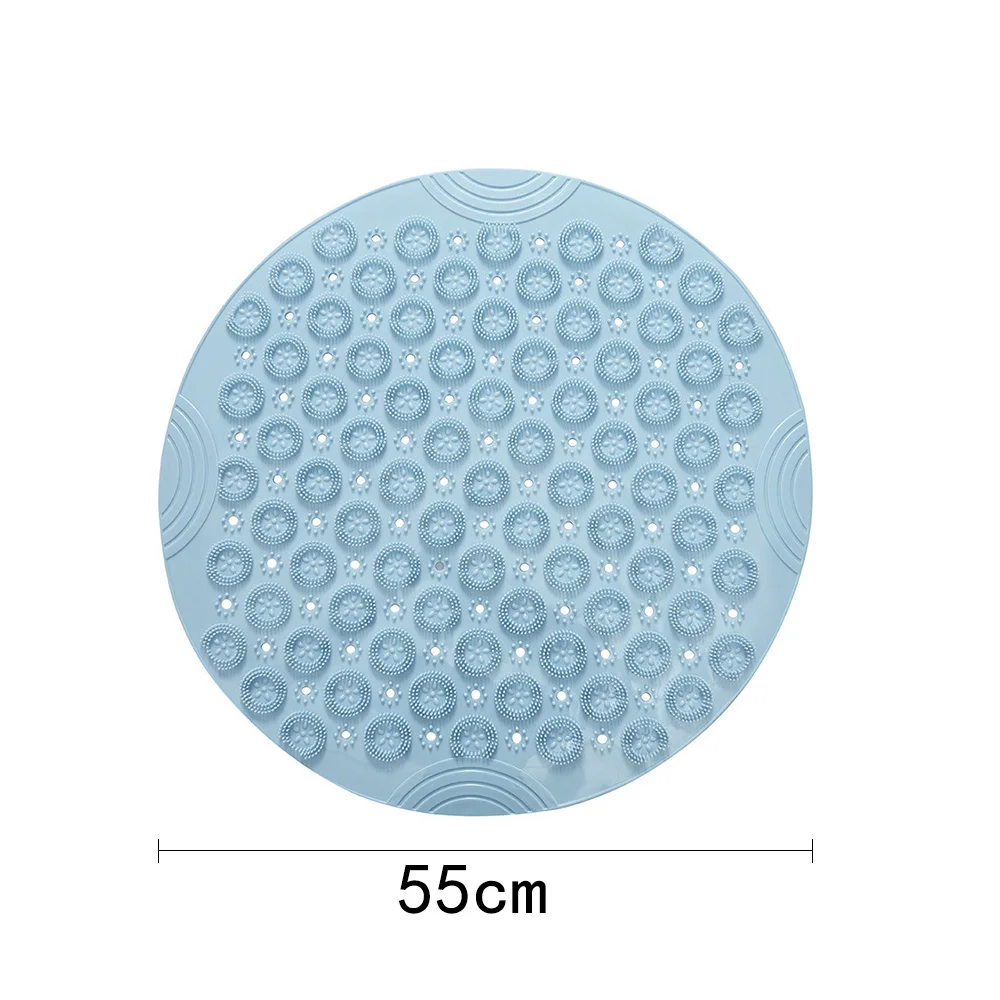

55cm Round Anti-Slip PVC Round Bath Mat Massage Pad With Sucker Drain Holes Bathroom Carpet Shower Mat Soft Bathroom Accessories