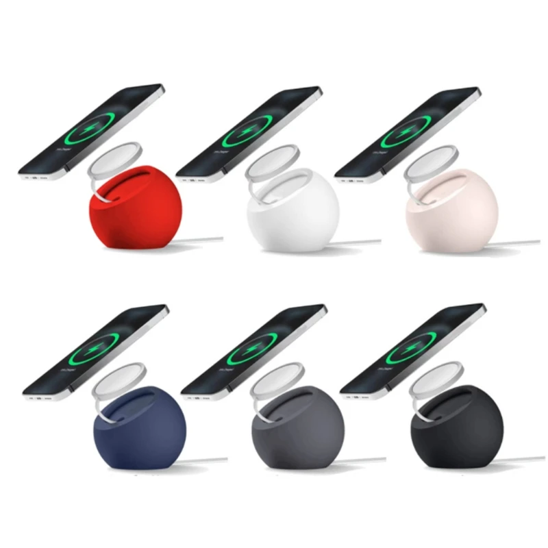 

Magnetic Wireless Charger Stand Holder Compatible with-Magsafe Silicone Ball Shape Charging Dock Station Base Bracket
