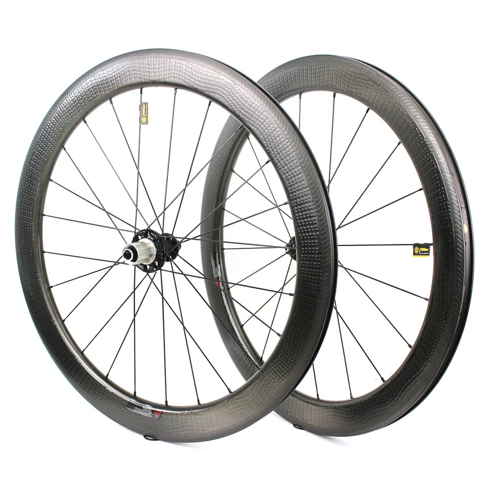 

AIRWOLF Carbon Wheelset 700C Clincher Dimple Surface Novatec 411 412 Disc Rim 24-24 Hole 11 Speed Carbon Road Bicycle Wheels