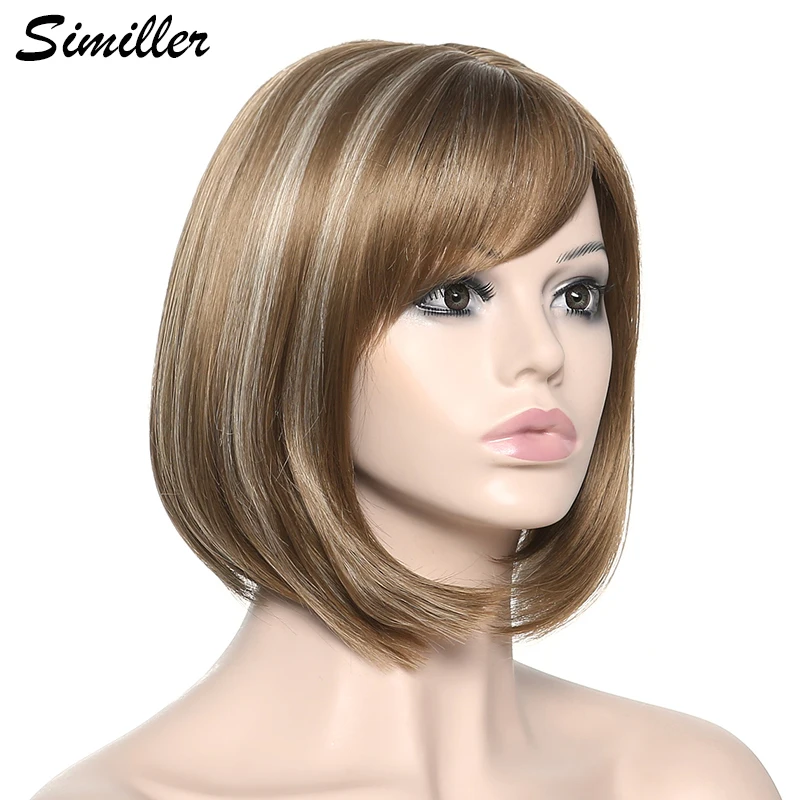 Similler женский боб парик синтетические короткие прямые волосы термостойкие