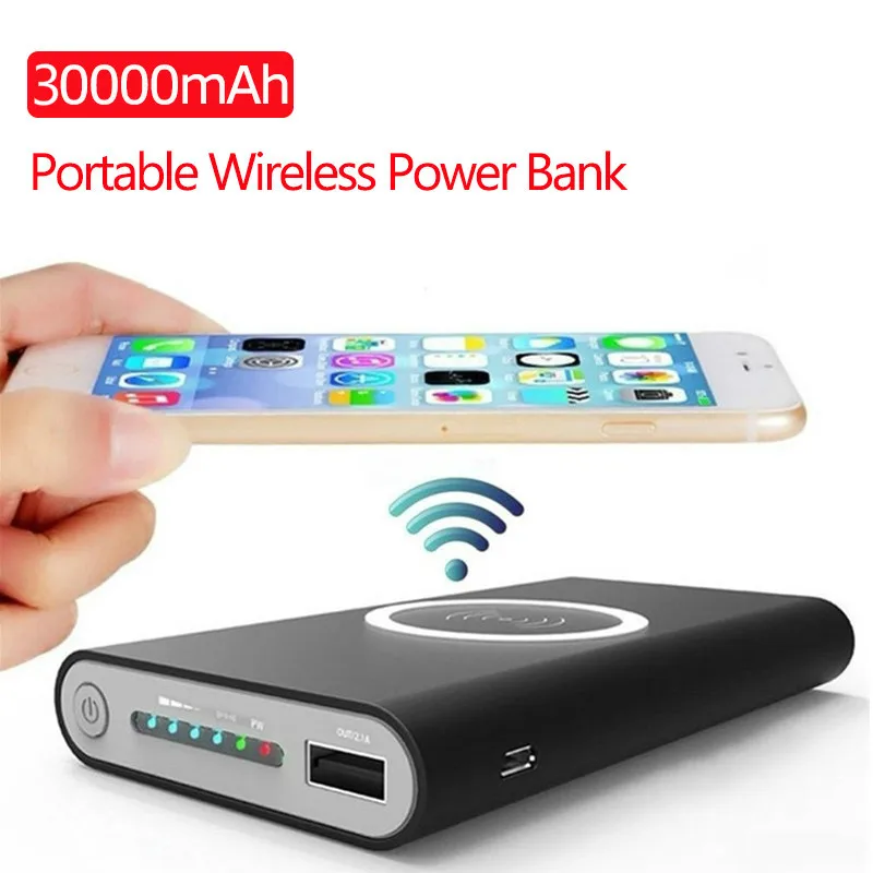 30000mAh Qi Wireless Charger Power Bank Fast Portable Powerbank Mobile Phone |