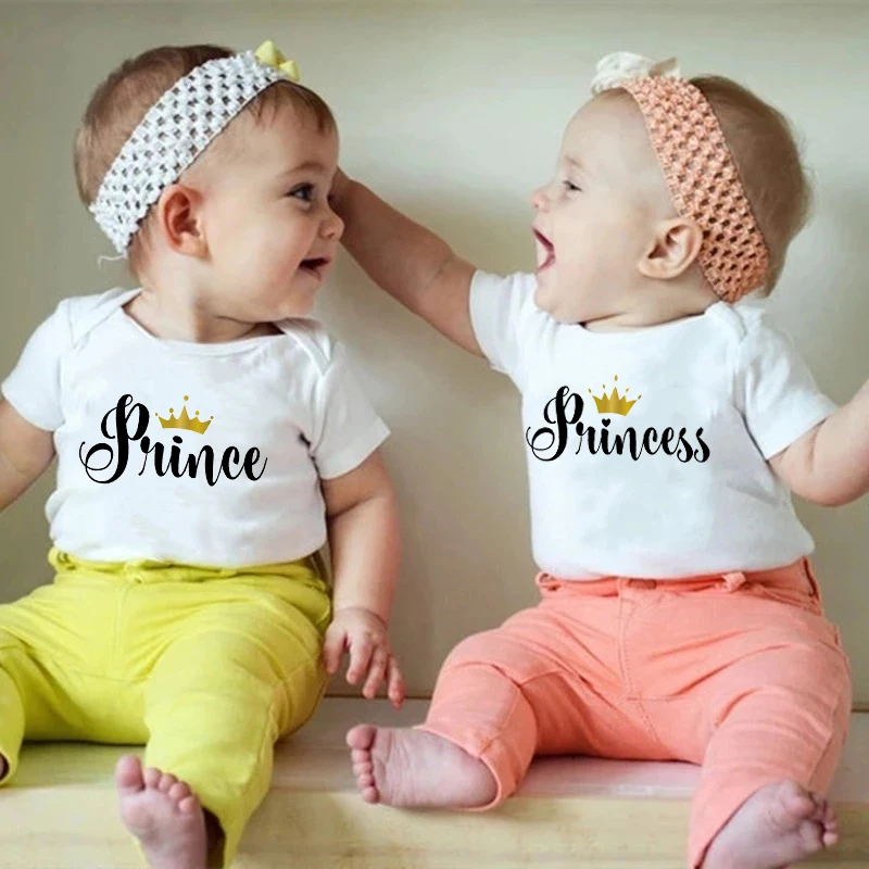 Комбинезон детский с коротким рукавом принц принцесса для мальчиков и девочек