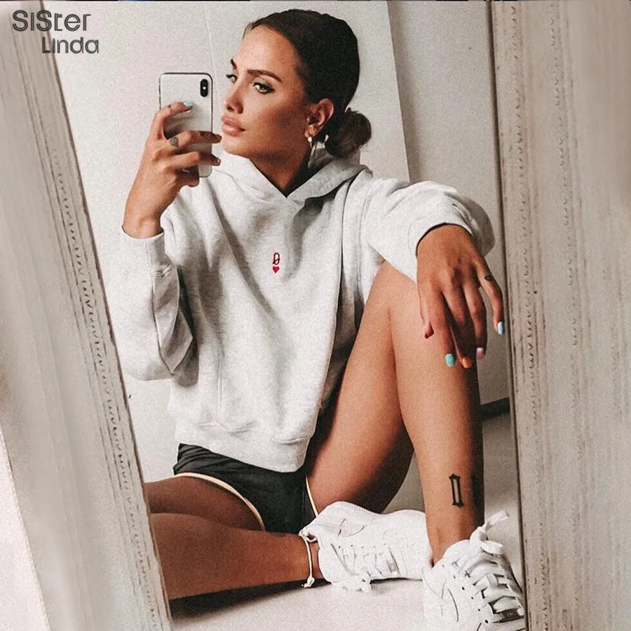 Sisterlinda модные Harajuku женские толстовки с капюшоном пуловеры 2019New осень длинный рукав любовь пуловеры толстовки женские mujer топы