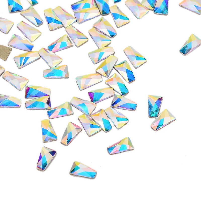 Trapezoid - 2X3X6mm 30pcs Golden Back AB Color Flatbacks No-Hotfix Rhinestones CRYSTAL Nail Art Crystal Flat Back Rhinestones For Nails - Цвет: Trapezoid - 2X3X6mm
