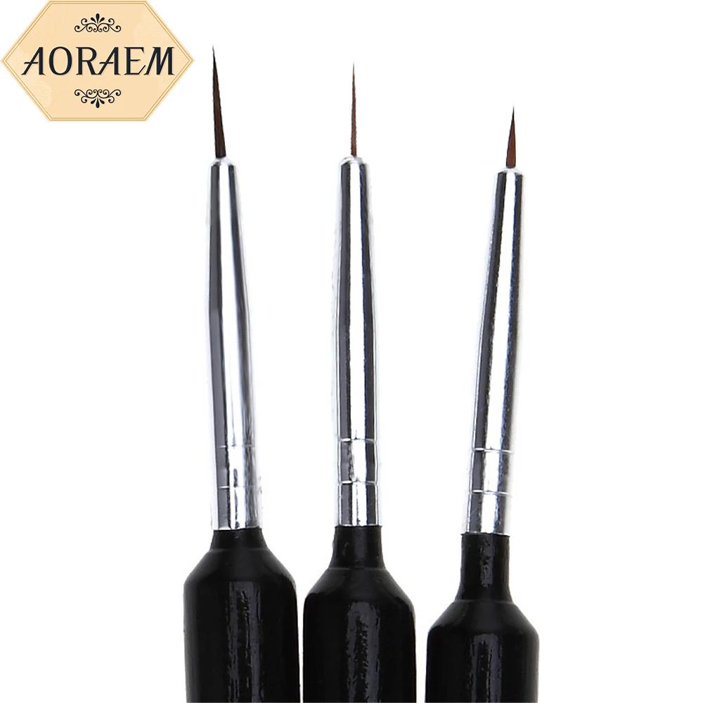

AORAEM Nail Brush Set 3Pcs Manicure Tips Art Painting Tools Ultra-thin Line Drawing Pen Brushes For French Phototherapy Nails