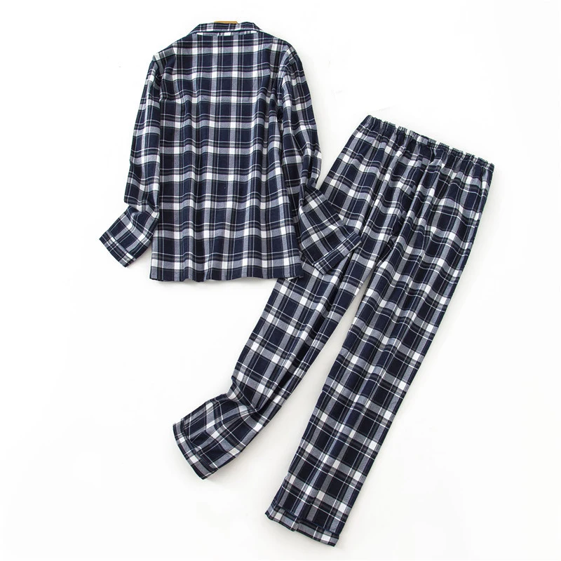 

Autumn winter cotton lattice pajamas men Loose casual pajamas suit night sleepwear clothes