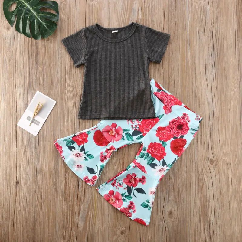

Goocheer Fashion High Quality 2020 Sweet Toddler Baby Girls Kid T-shirt Tops Floral Trousers Pants Clothes 6M-4Y
