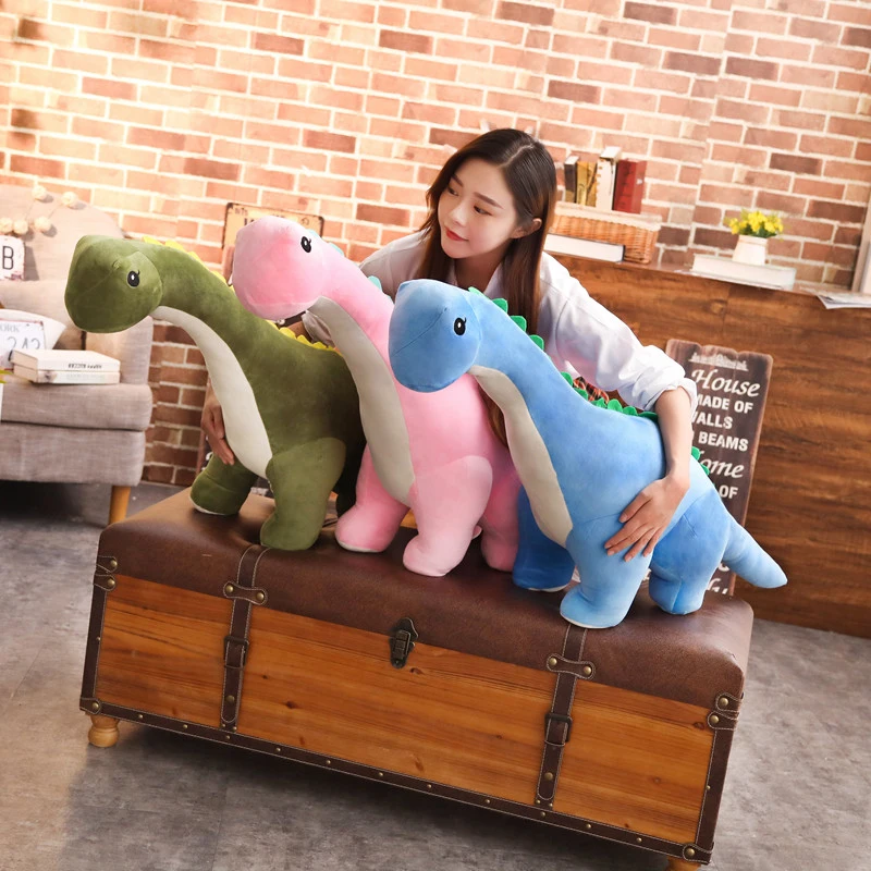 

50~120cm Cuddly Dinosaur Tanystropheus Stuffed Toy Plush Dino Blue/Wine Red/Green/Pink Girls Boys Xmas Plushie Gift