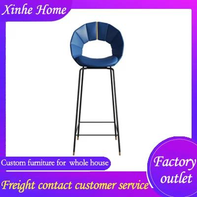 

Modern minimalist metal bar chair stools high foot counter chair with velvet cushion for club coffee shop home bar