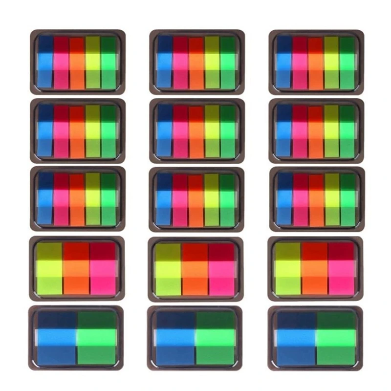 

1200 шт., неоновые наклейки для заметок, 15 наборов, 3 размера