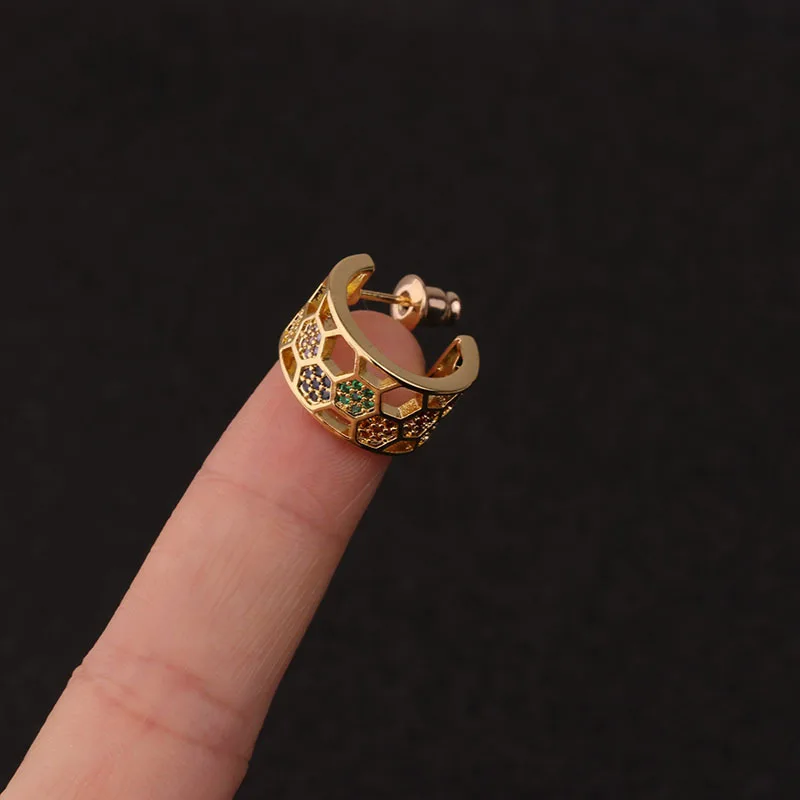 

New 1PC Bohemia Multicolor Crystal Half Hoop Earring CZ Cartilage Helix Stud Earring Piercing Jewellery