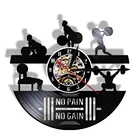 Настенные часы с виниловыми дисками, без боли, без усиления, для пауэрлифтинга, для занятий тяжелой атлетикой, комнаты, Настенный декор, светодиодный светильник, для тренажерного зала, тренировок, подарок силачу