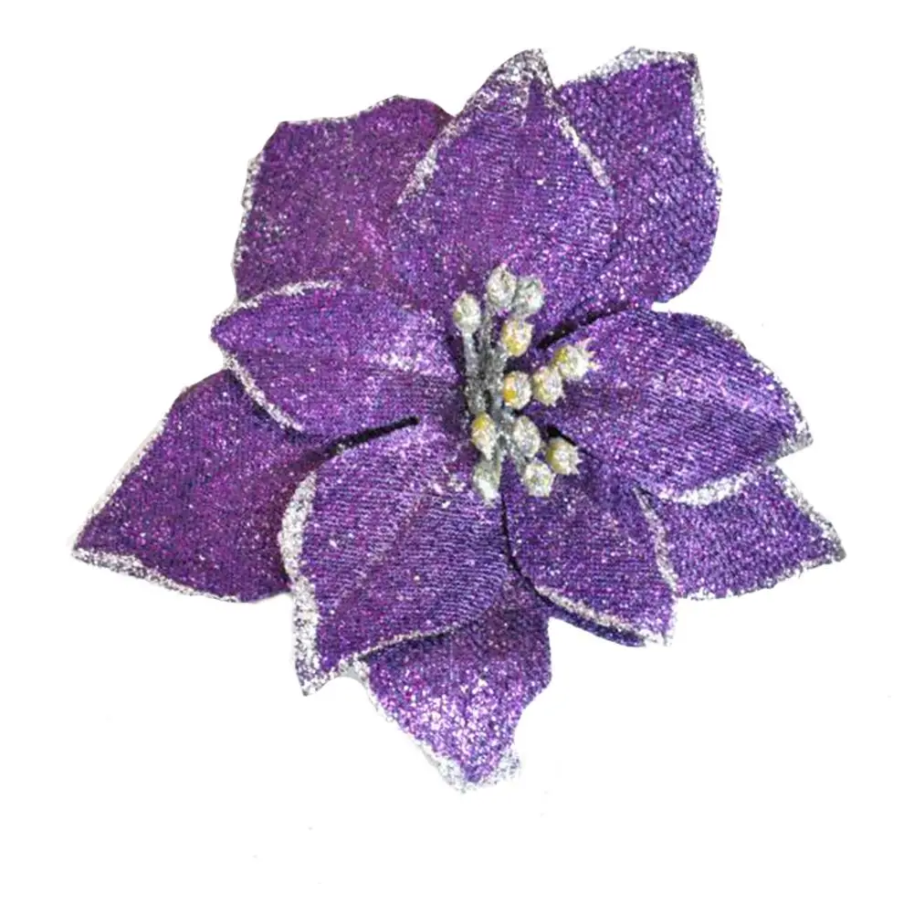 8 шт. искусственные цветы для украшения блестки Poinsettia поддельные DIY домашние