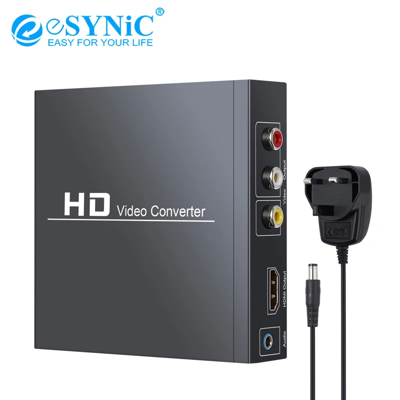 

ESYNiC HDMI-совместимый с RCA HDMI-совместимый конвертер 3RCA CVBS AV композитный видео аудио адаптер Поддержка 1080P PAL NTSC