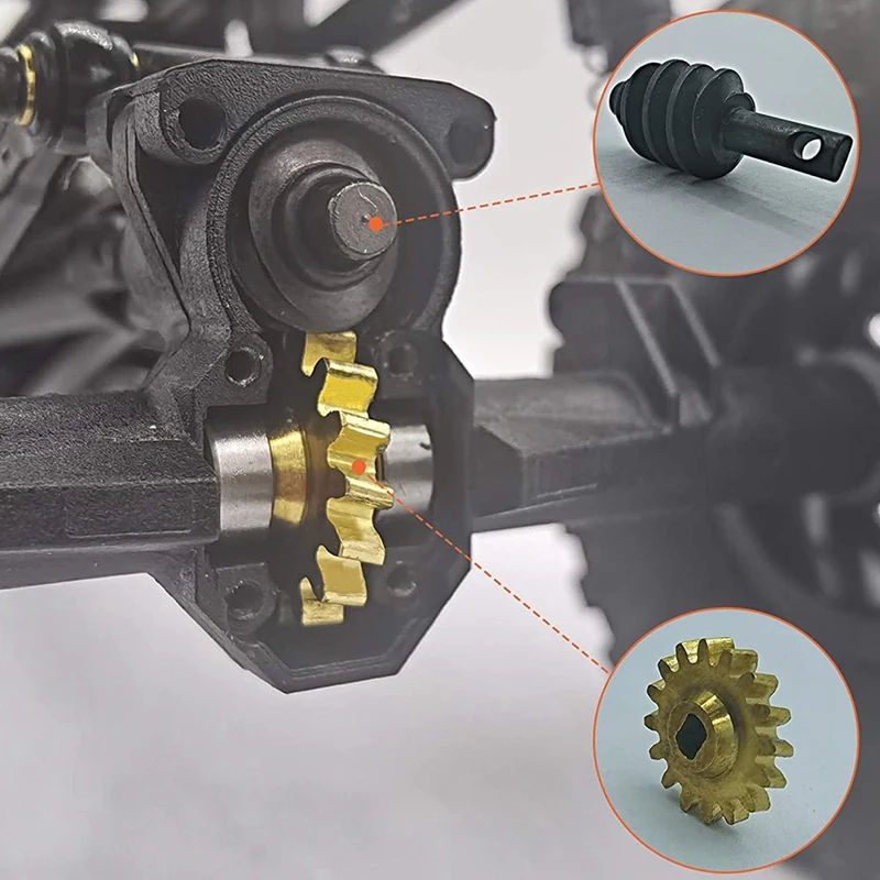 

Steel Brass Front Rear Axle Gears Overdrive Differential Gears for Axial SCX24 90081 1/24 RC Crawler Car Upgrade Parts