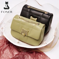 foxer new lady fashion split leather shoulder bag women vintage armpit bag vintage gentlewoman square bag lattice messenger bag
