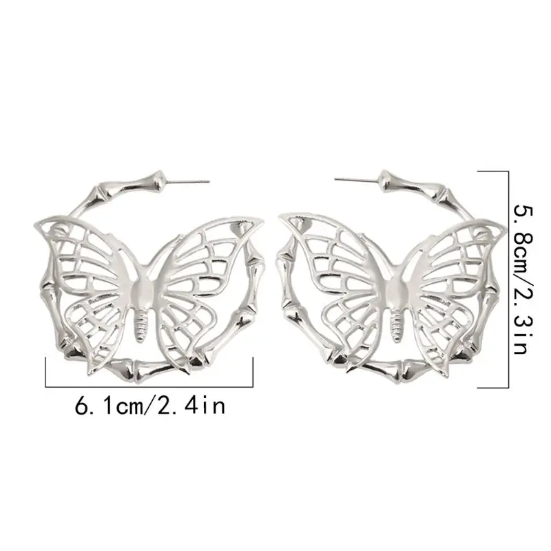 

Ethnic Style Geometric Hoop Earrings Gold Silver Color Alloy Tone Bamboo Punk Wo E56A