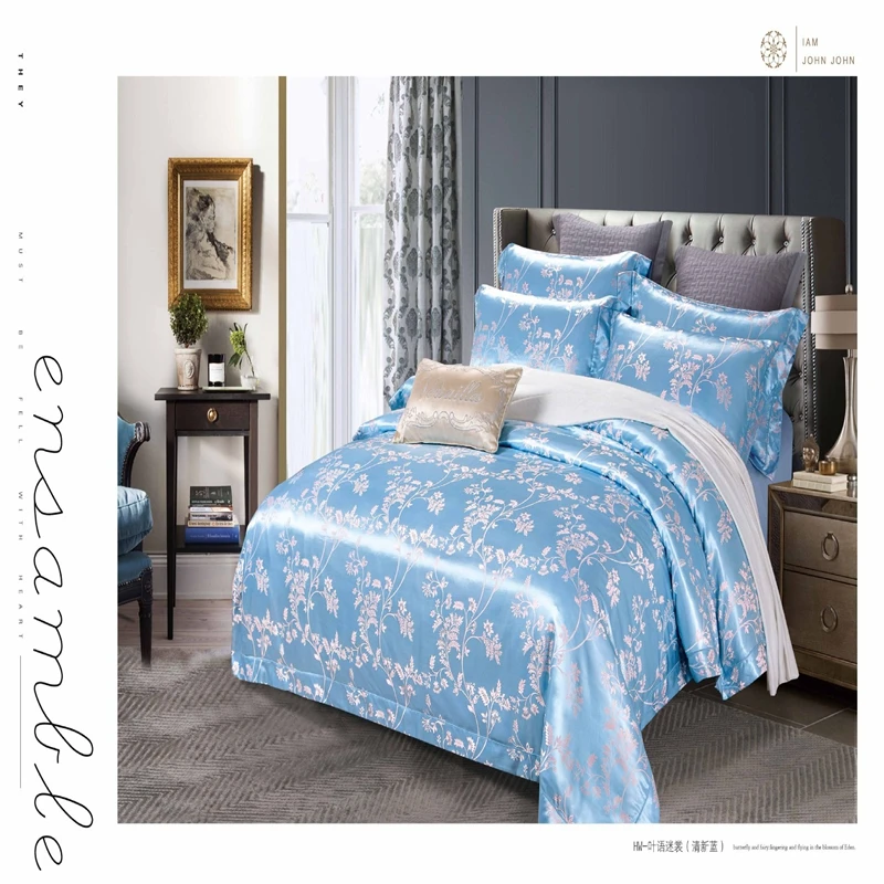 

Satin Jacquard Polyester Satin Suite Bedding Fabric Home Textile Bedding Fabrics For Home And Hotel TJ1666