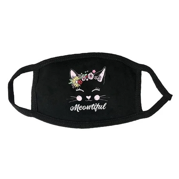 

1PC Kawaii Cat Face Print Black Mascarilla Harajuku Fashion Face Mouth Cover Cap Washable Windproof Mascarilla 207