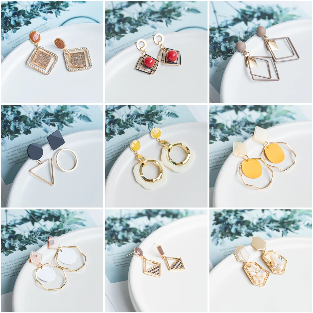 

New Korean Round Dangle Drop Earrings For Women Vintage Geometric Round Gold Earings Wedding 2020 Fashion Jewelry