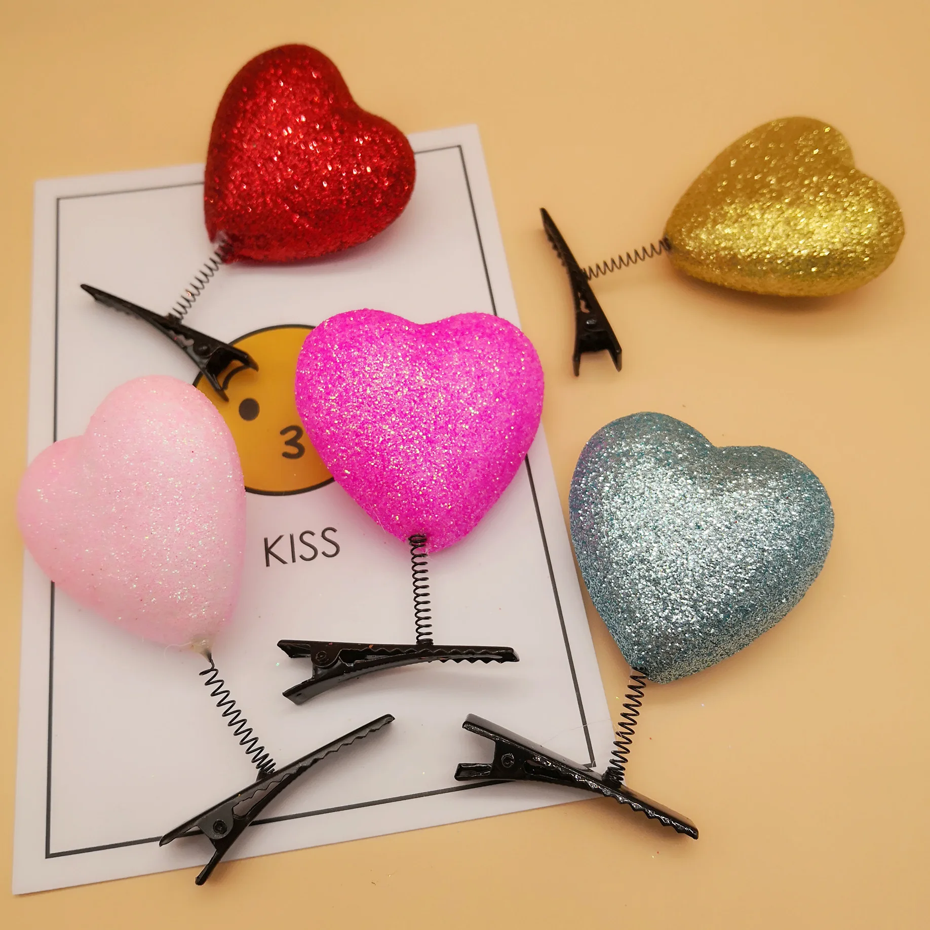 Модные заколки для волос ярких цветов в форме сердца аксессуары девочек