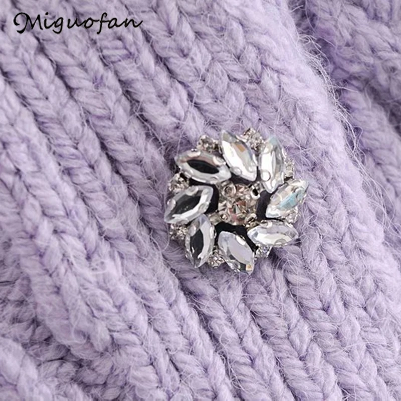 

Miguofan Classic Knitted Cardigans Sweater Women Za Winter Elegant Ladies Knitwear Purple Plus Cardigan Female 2021 Spring New