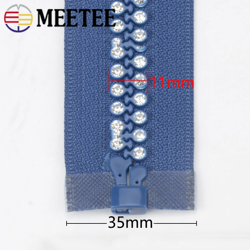 Meetee 1 шт./2 шт. 60 см 10 # блестящая молния из смолы с двойным бриллиантом для одежды