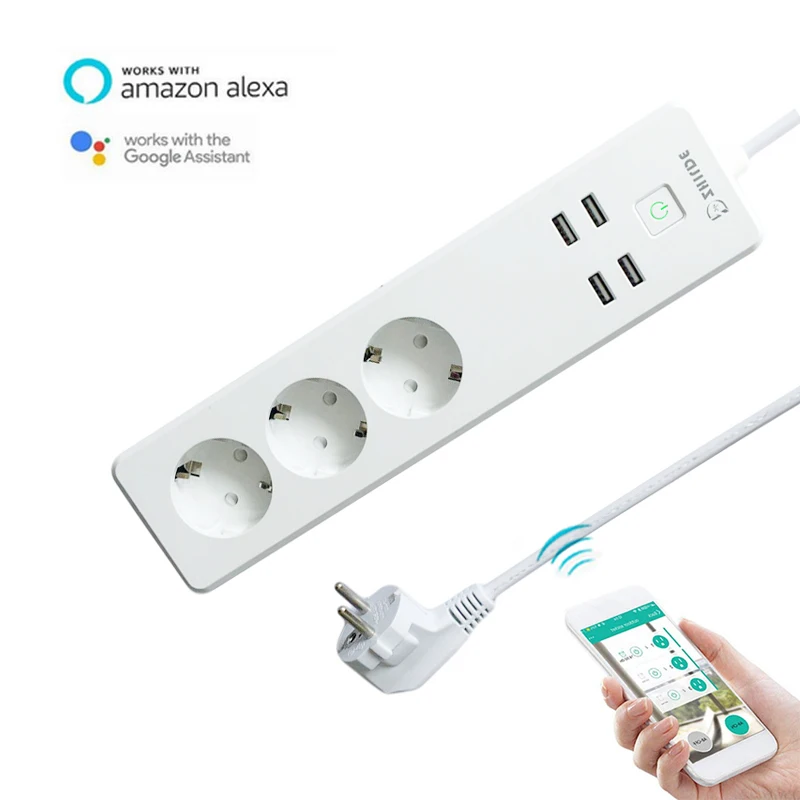 Умный сетевой фильтр с поддержкой Wi Fi 3 евророзетки 4 USB порта|Электрические