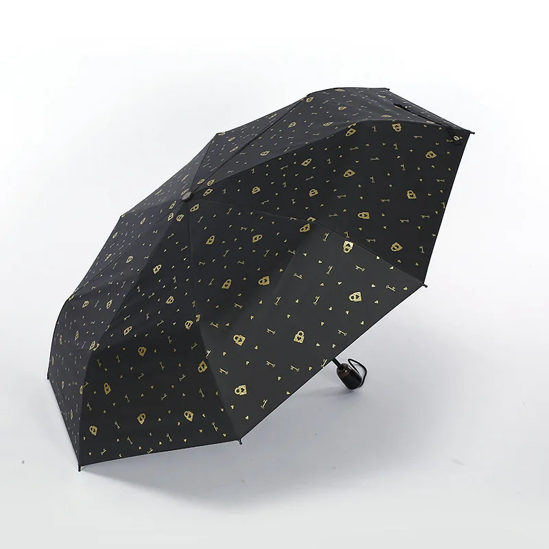 Зонт YADA 2020 золотистого цвета с замком автоматический складной для детей и женщин