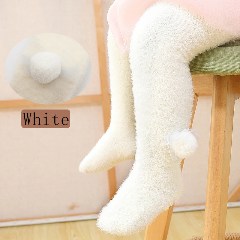 Весенние детские колготки чулки для девочек плиссированные детей гетры с помпон