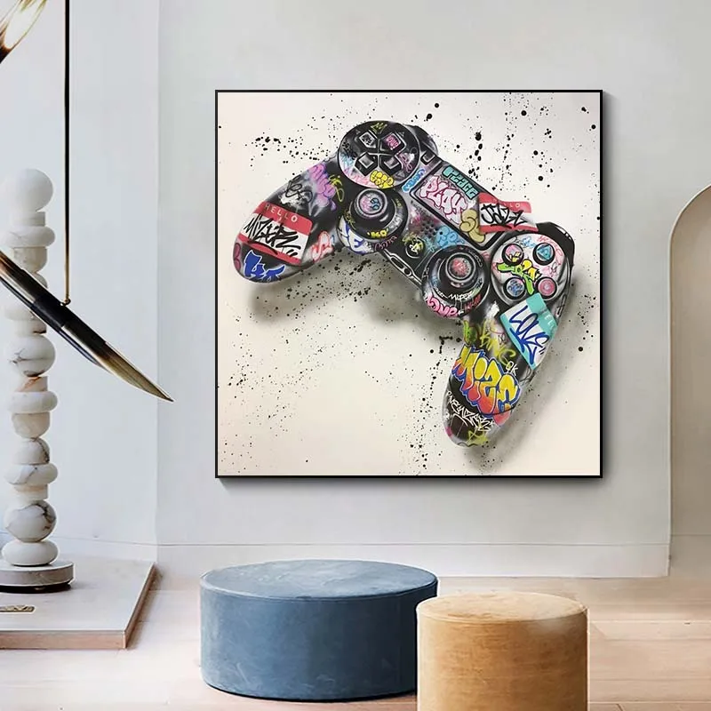 

Graffiti Art Gamepad Canvas Art Posters and Print Abstract Game Handle Canvas Paintings on The Wall for Kid's Room Decor Picture