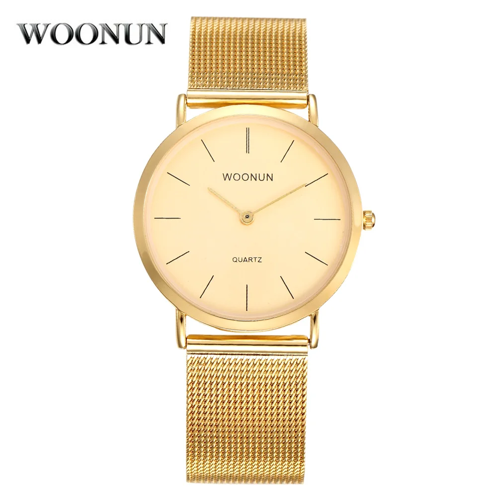 Luxury Business Watches Men Gold Watches Stainless Steel Mesh Band Quartz Wristwatches Ultra Thin Mens Watches Relogio Masculino