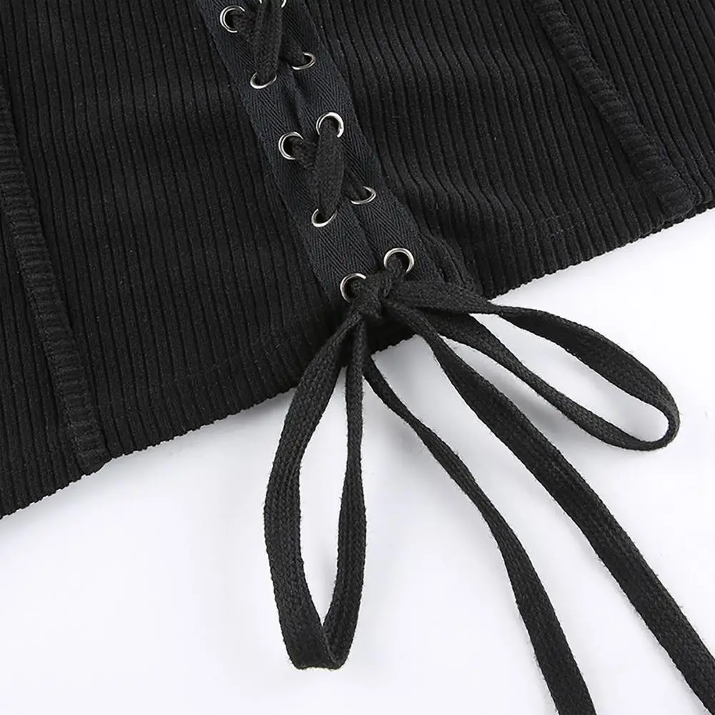 

2021 Women Bodycon Dress Long Sleeve Lace Up Solid Color Knitted Streetwear for Autumn Daily Wear Or Travel