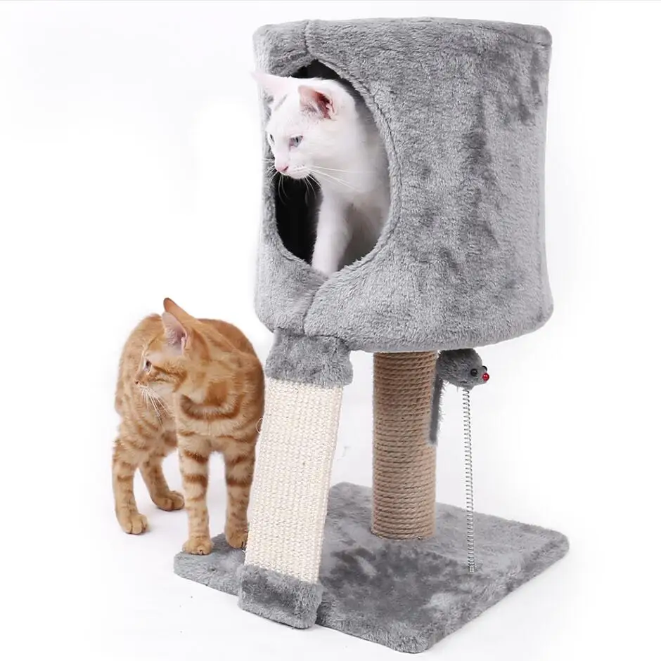 Domestic Delivery Cat Tree Condo House Scratcher Funny Scratching Post Climbing Tree Toy for Cats Kitten Activity Pet House Nest - Цвет: AMT0003GY