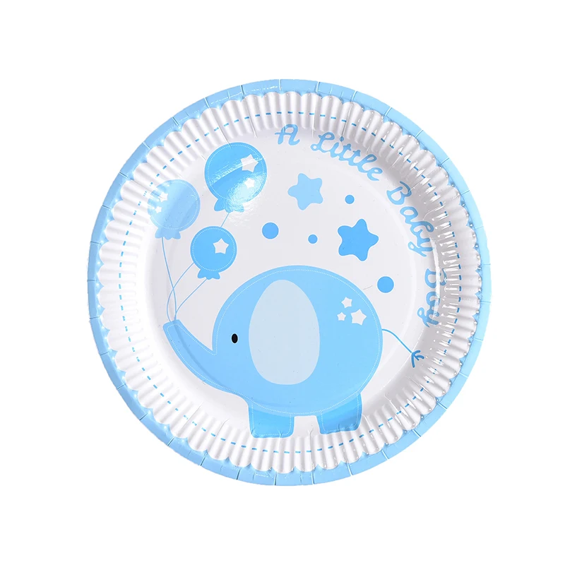 Детские вечерние одноразовые тарелки с рисунком слона бумажные полотенца для