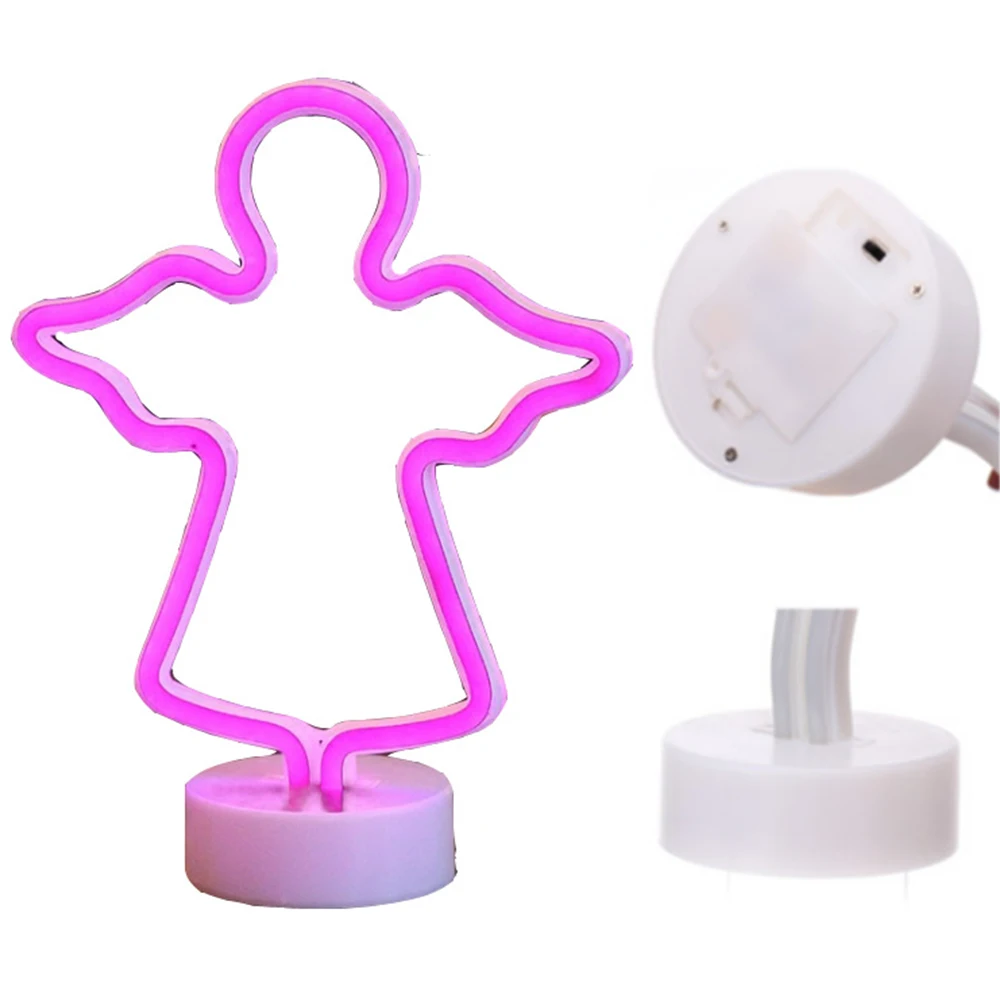 Декоративный светодиодный неоновый светильник Angel Ice cream с основанием 7 цветов в
