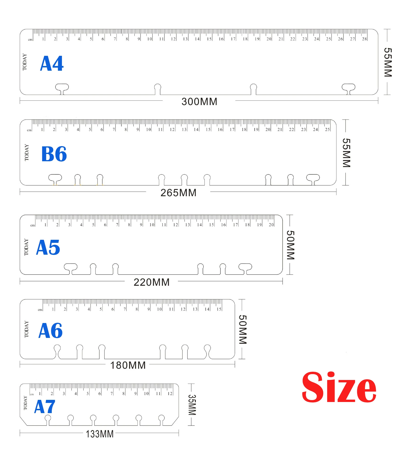 2021 Notebook planner ruler 2pcs set template A4 A5 A6 A7 B5 gold Silver 6 ring binder kawaii Free shipping | Канцтовары для офиса