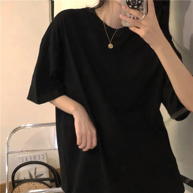 

Spring Korean Style Back Bear Printed Short-Sleeved T-shirt for Women 2021 New Loose Design Minority All-Match Top