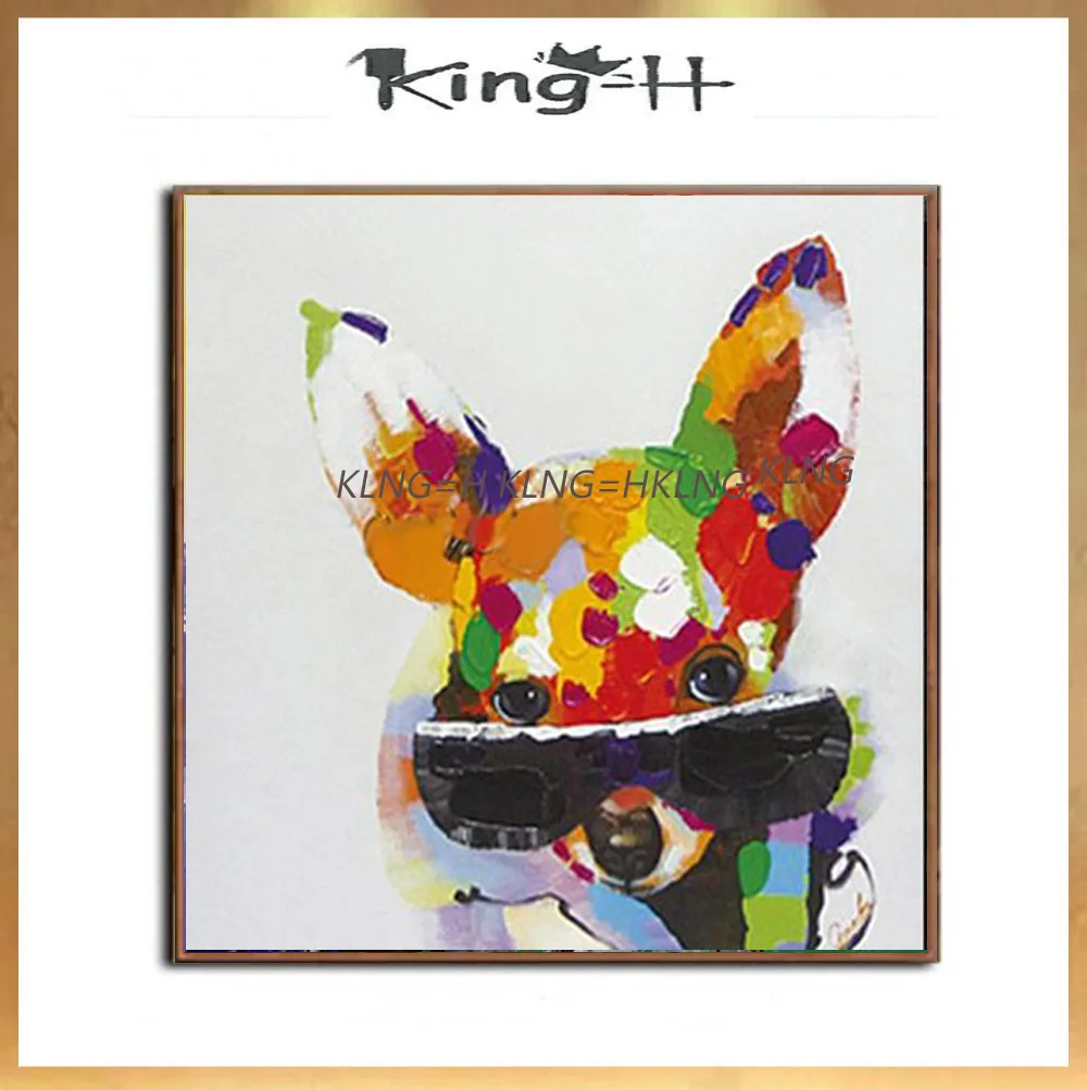 Pintura оригинальный hecha a mano lienzo arte decoración grande pintura al óleo de animales abstracta sobre perro gran