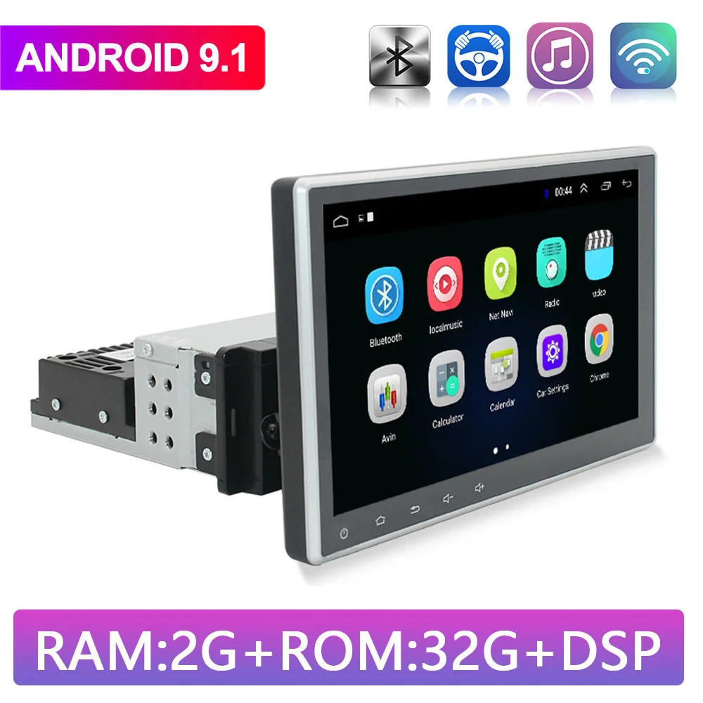 

2G+32G 9" 1 Din Android 9.1 Car Radio Stereo Multimedia Video Player Adjustable HD Screen Car Audio Navigation GPS WIFI DAB DVR