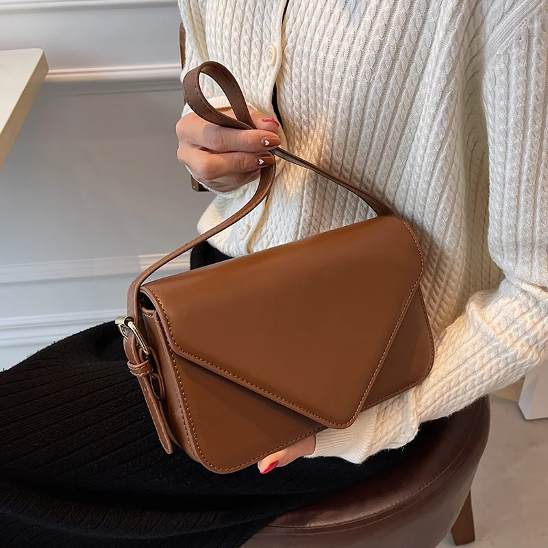 

Fashion Quality PU Leather Small Flap Crossbody Shoulder Bags for Women 2021 Winter Luxury Fashion Simple Purses and Handbags