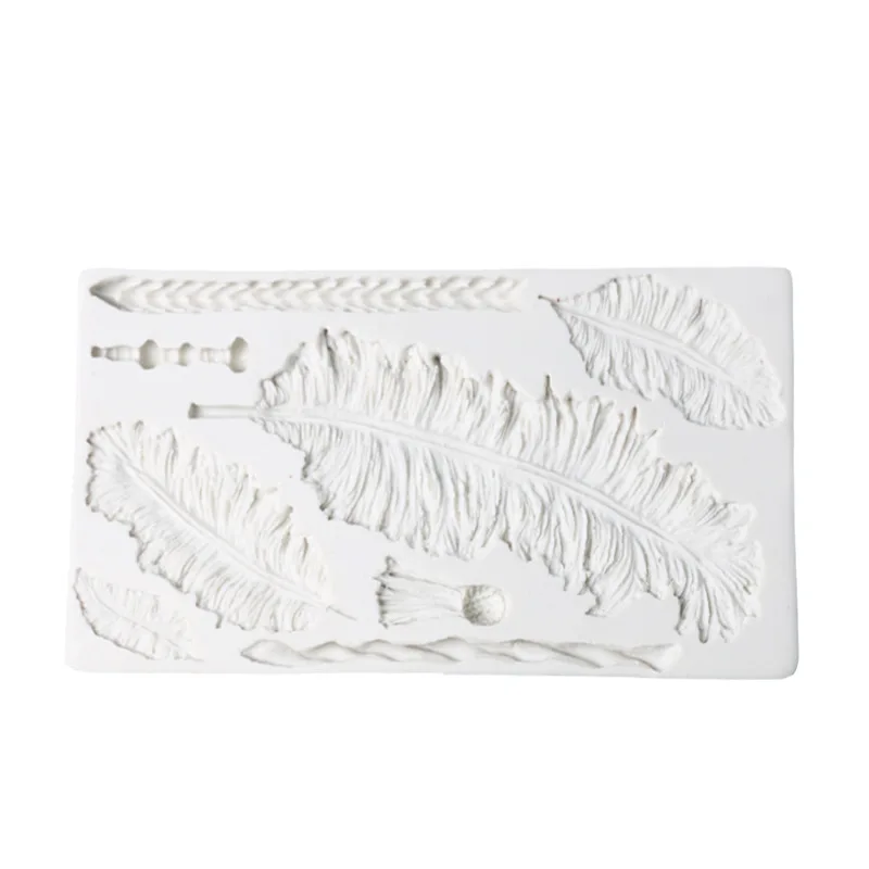 

DIY feather texture cake baking tools Silicone Fondant Mold Feather texture mould Chocolate pudding ice cube mold Easy to demold