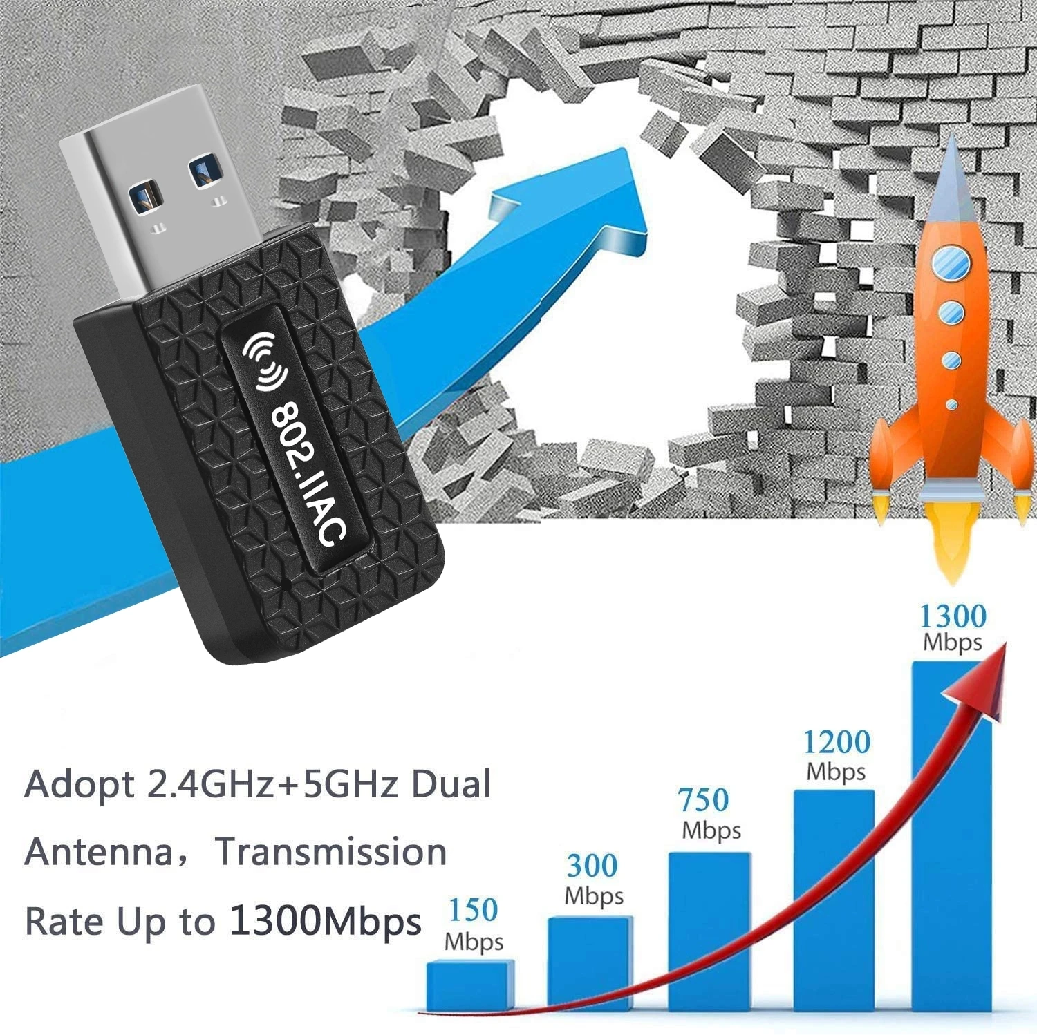 5 ГГц WiFi адаптер USB 3 0 Wi fi антенна Ethernet для ПК ноутбука 1300 м донгл дальнего действия