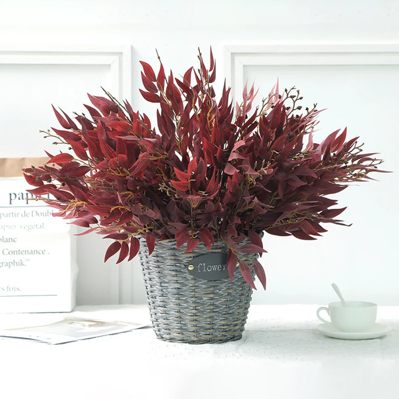 5 вилок с листьями ивы искусственные цветы зеленые листья домашняя спальня