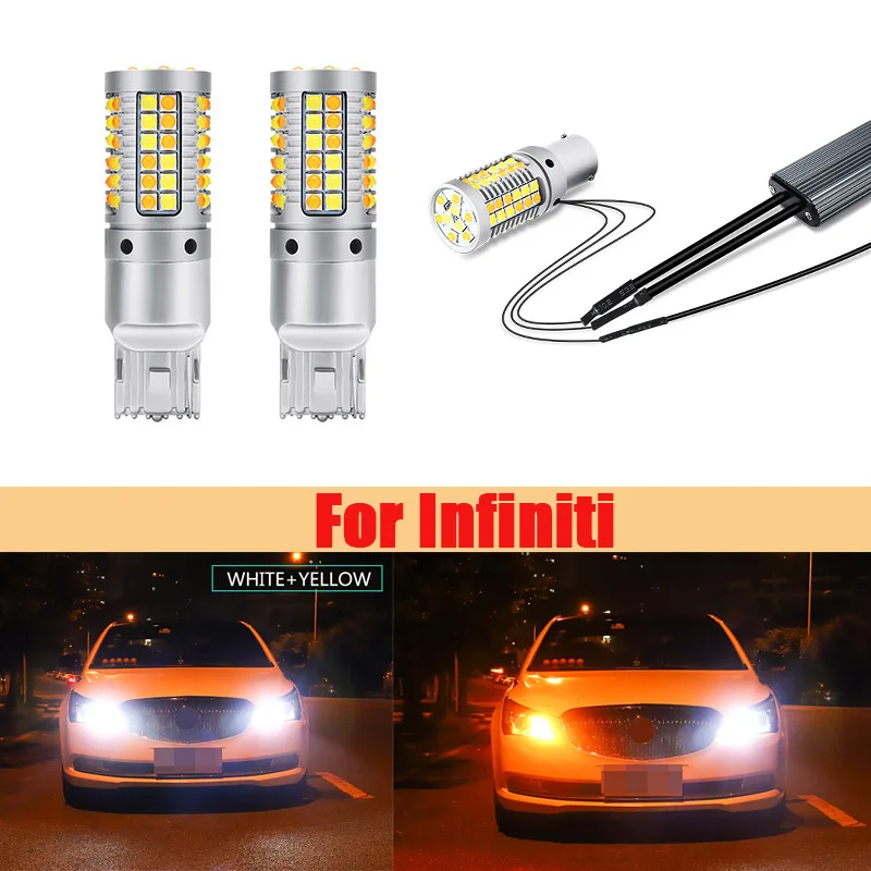 

2 шт. 7440 автомобилей указатели поворота для Infiniti FX37 FX50 2011 поворот T20 WY21W светодиодный Белый DRL Габаритные огни поворотники
