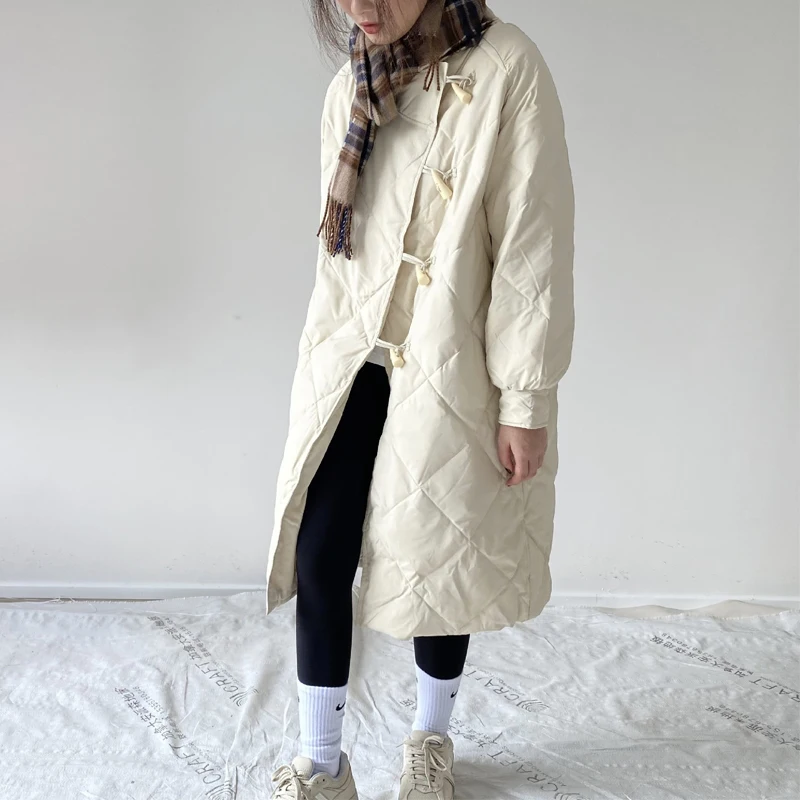

Winter women's casual solid color loose long down jacket
