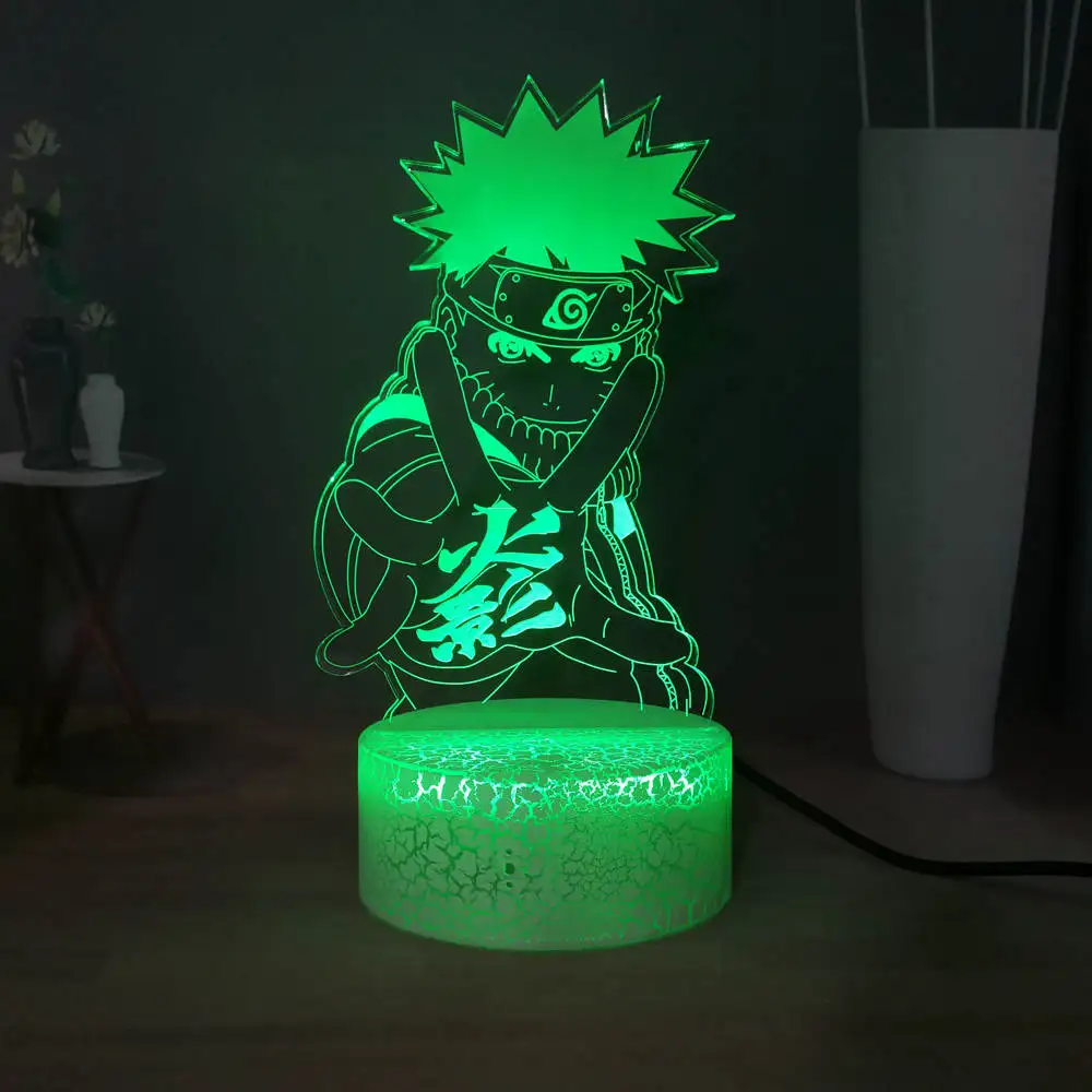 Наруто USB переключатель прикроватная лампа RGB 7 красочная сменная настольная лампа Uzumaki Наруто светодиодный светильник для сна для ребенка огонь нация подарок ребенку