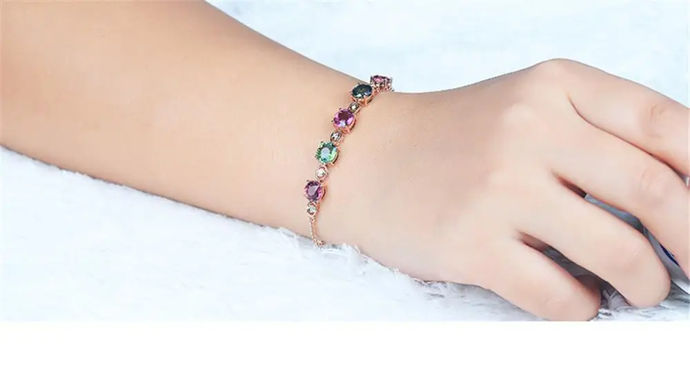 

18k rose gold bracelets for women girls ruby emerald jewelry stones luxury AAA zircon diamonds gemstones birthday gifts
