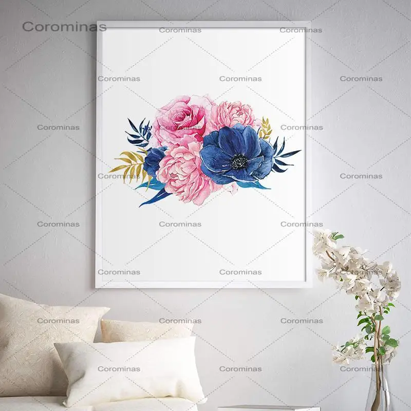 

Sweet Home Canvas Painting Europe Romantic Watercolor Folower Wall Art Print Posters Peony Picture For Dining Hall Kitchen Decor