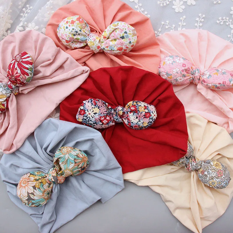 

Newborn Baby Hat Cover Forehead Heart Hat Spring Cotton Summer Thin Female Baby Font Guard Bowknot Indian Fetal Cap